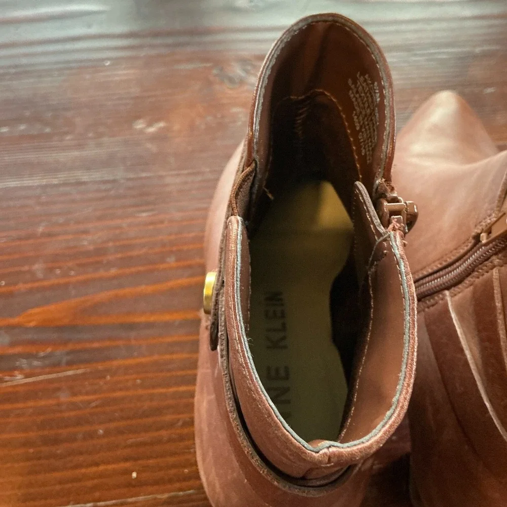 Anne‎ Klein AkChelsey Ankle Boots Womens 6.5M Brown Leather Equestrian 2.5" Heel - Picture 9 of 11